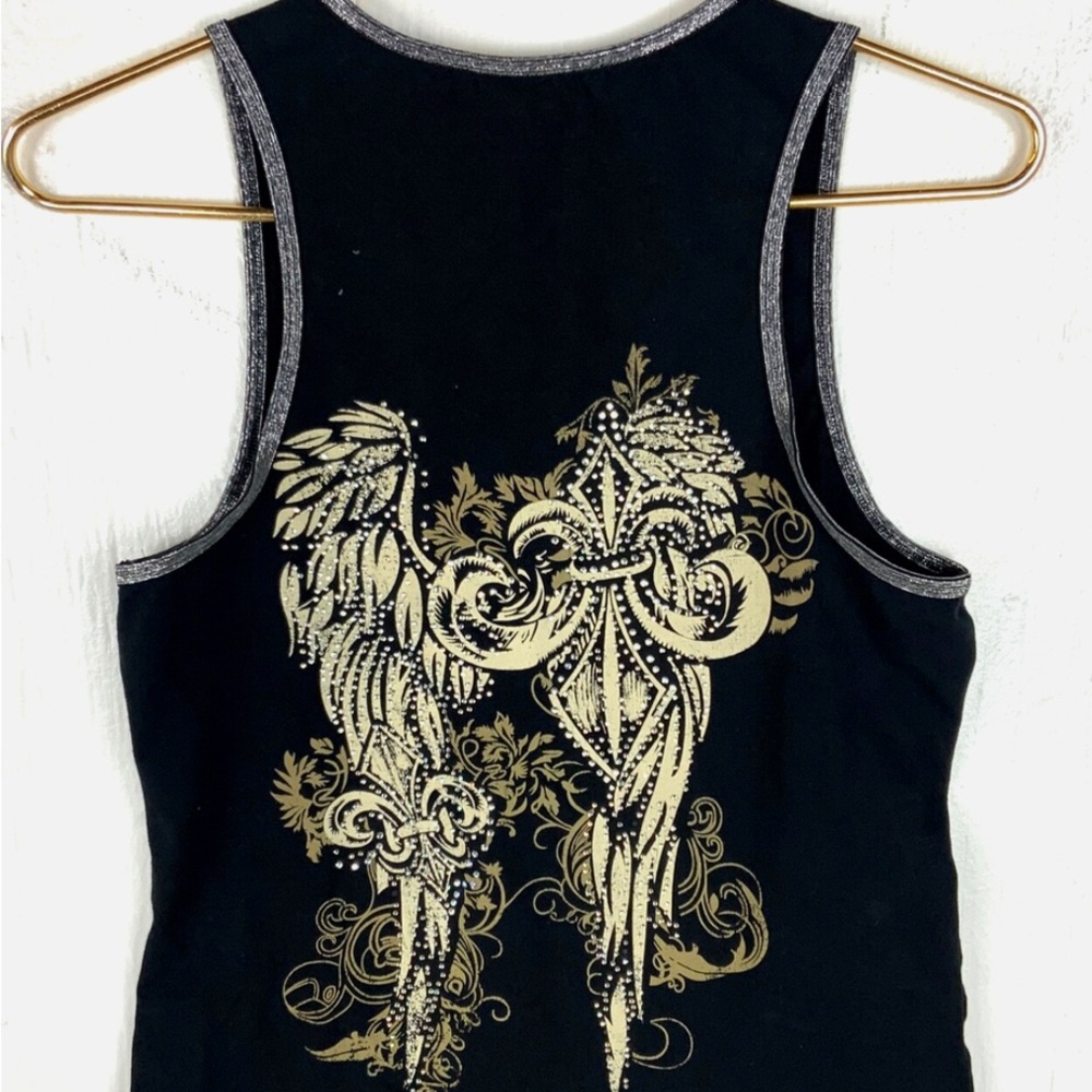 Vintage Y2k Vance Biker Wear Tank Top Womans S Full Zip Double Sided Rhinestone - Picture 13 of 13
